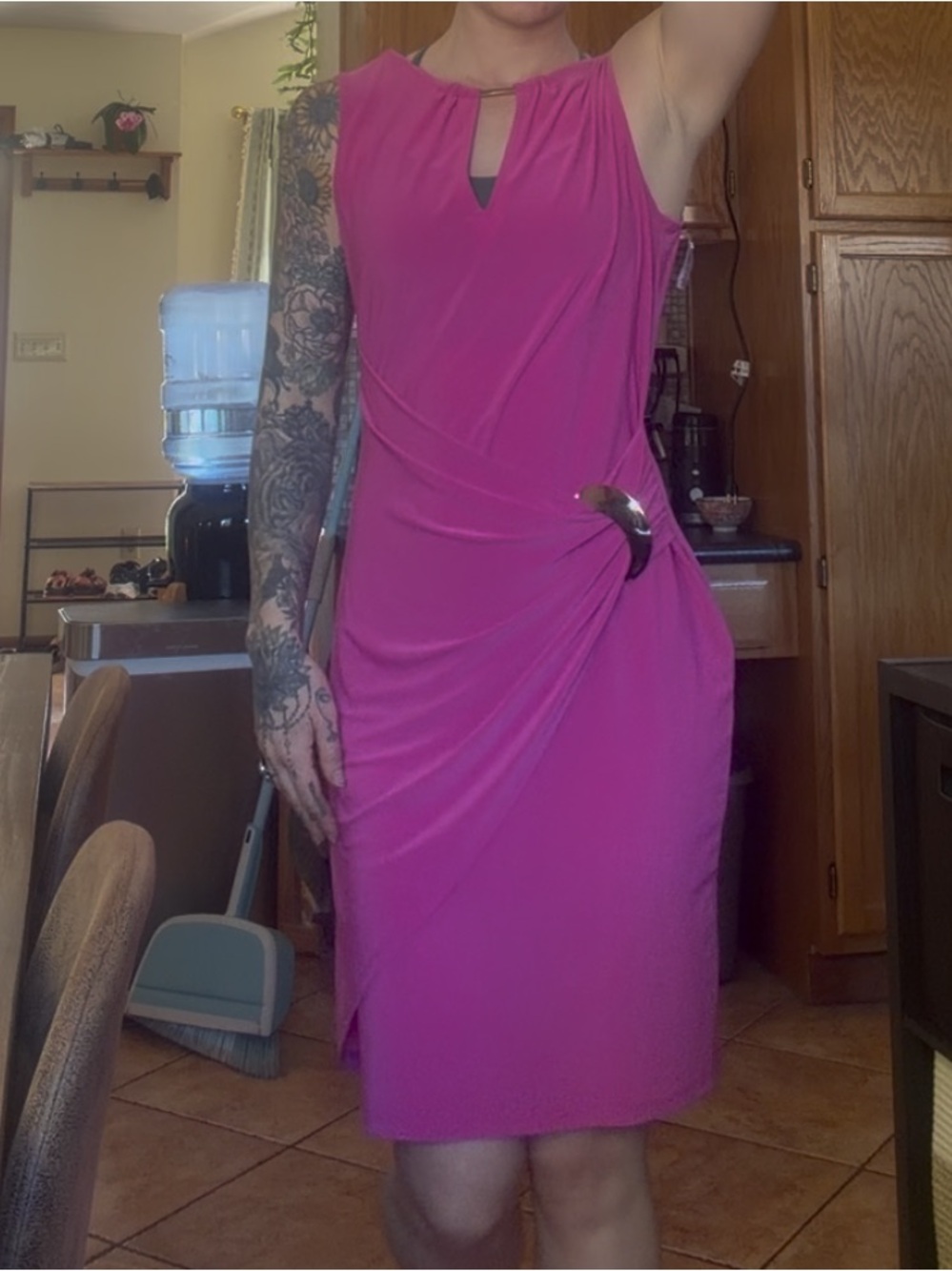 Joseph Ribkoff Size 10 Y2k Drape Dress with Gold AccentClub Going out